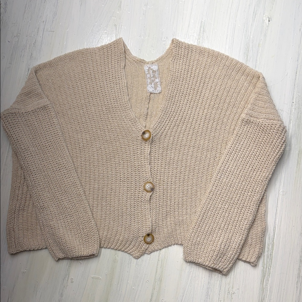 Sadie & Sage Beige Button-Up Cardigan